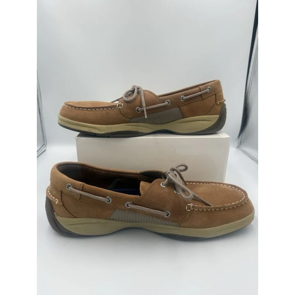 Sperry Top-Sider Intrepid Boat Shoes Tan Leather Men's Size 11.5 2-Eye Lace Up